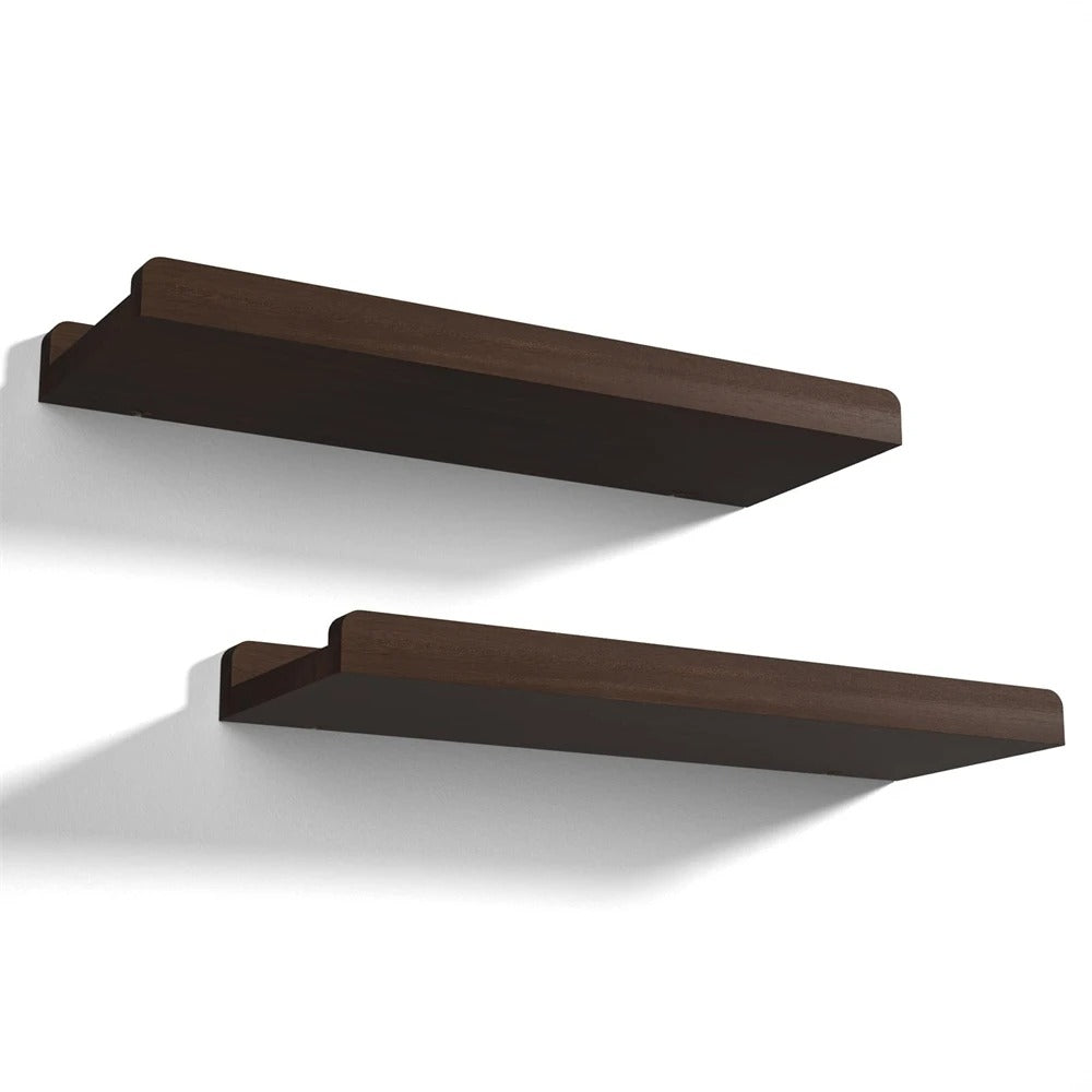 Floating wooden wall shelf