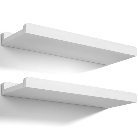 Floating wooden wall shelf