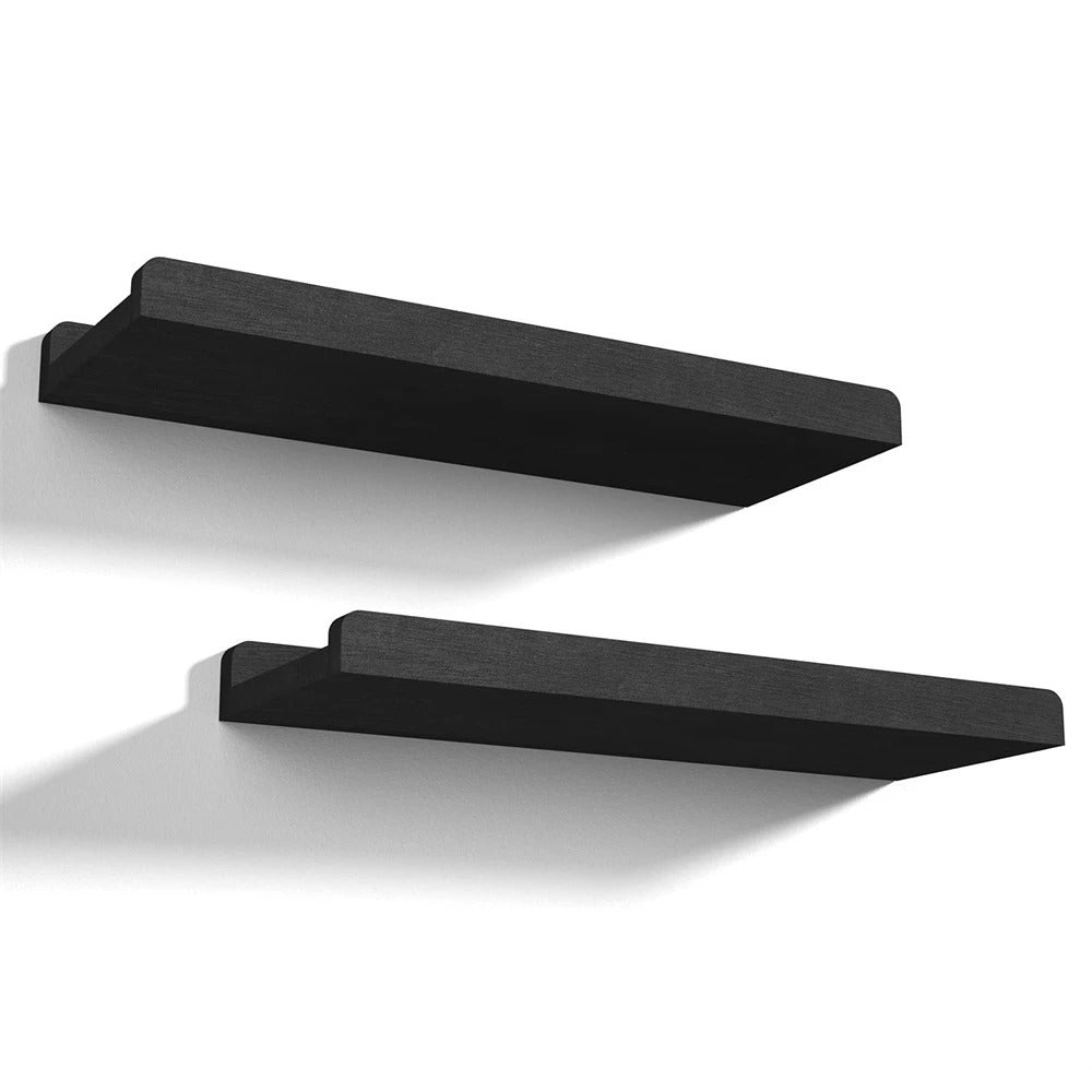 Floating wooden wall shelf