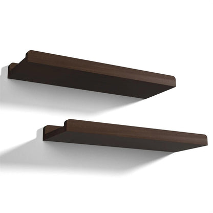 Floating wooden wall shelf