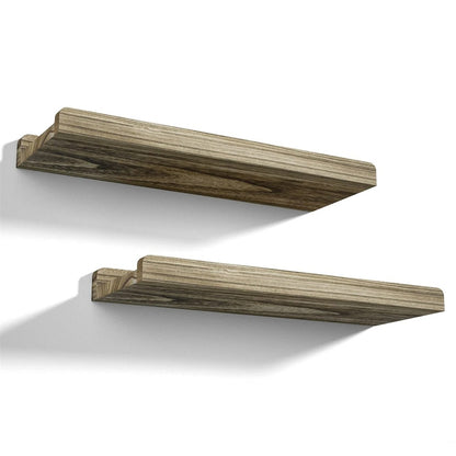 Floating wooden wall shelf